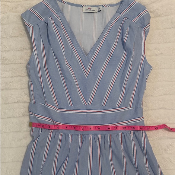 Vineyard Vines Nicholls Stripe Seersucker Tie-Waist Mini Dress in Bimini Blue 8 - Picture 2 of 5